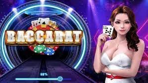 Baccarat table with card distribution and hand outcomes
